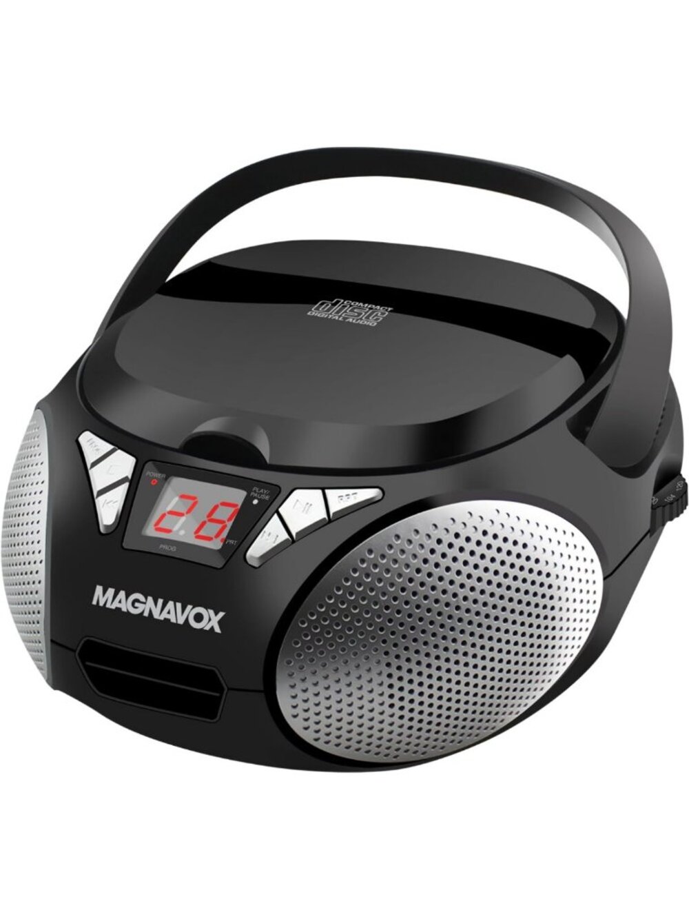 Portable CD Boombox with AM/FM Radio, AUX Input, LED Display, Programmable